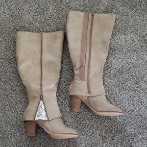 Torrid Wide Calf Boot Knee High Lace Inset Heel